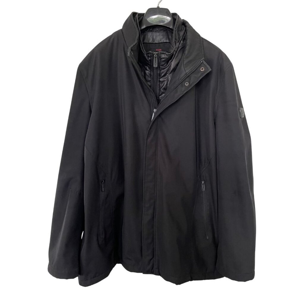 Tumi Tech Black Jacket Men's Large Insulated Water Resistant Puffer Zip Pockets